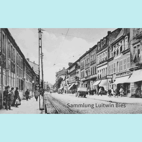 Die Emigrantenhilfe in Forbach in der Rue Nationale (auf der rechten Seite). Postkarte: Sammlung Luitwin Bies, Stadtarchiv Völklingen