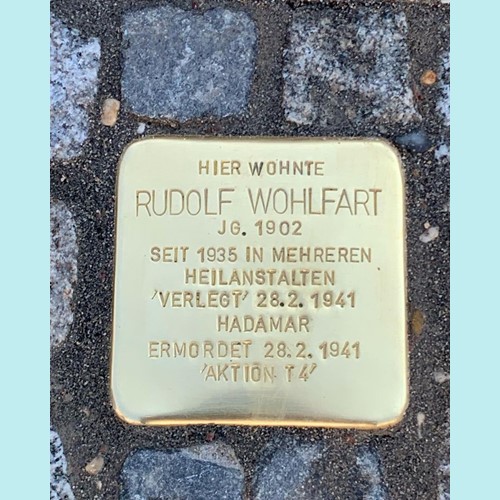 Stolperstein für Rudolf Wohlfahrt - Illinger Straße 25 in Dirmingen, Foto: Georg Vogel